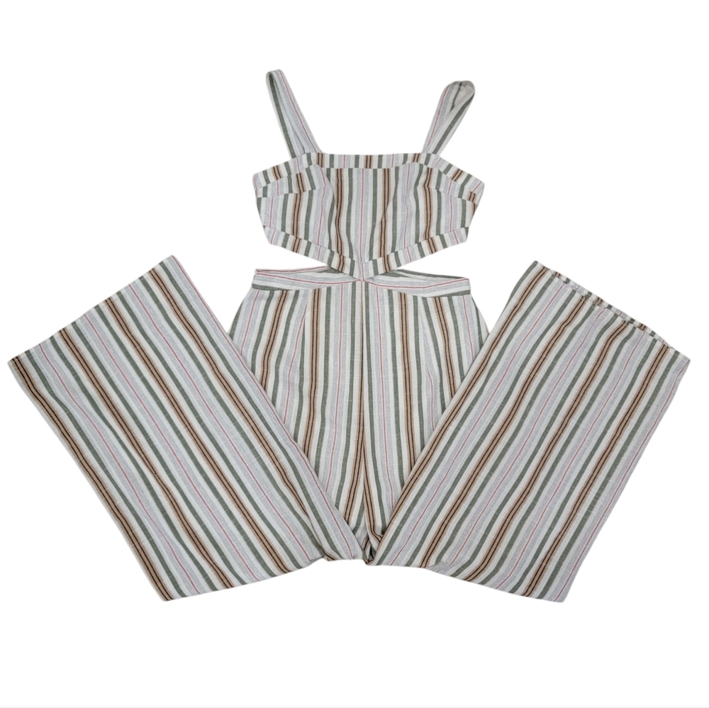 Talulah Striped Wide Leg Jumpsuit Side Cutouts Coastal Lightweight Women… - Picture 7 of 17